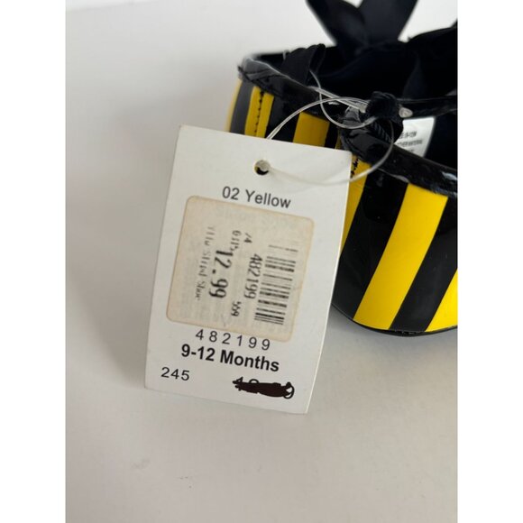 Linmark Baby Shoes Bee Striped Bow 9-12M Yellow and Black Soft Halloween Costume - Picture 2 of 6